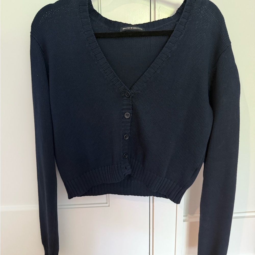 Navy Blue Button-Up Cardigan
